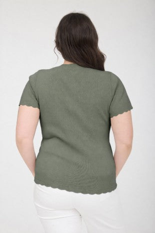 Scallop Detail Short Sleeve Cardigan (XL - XXXL)