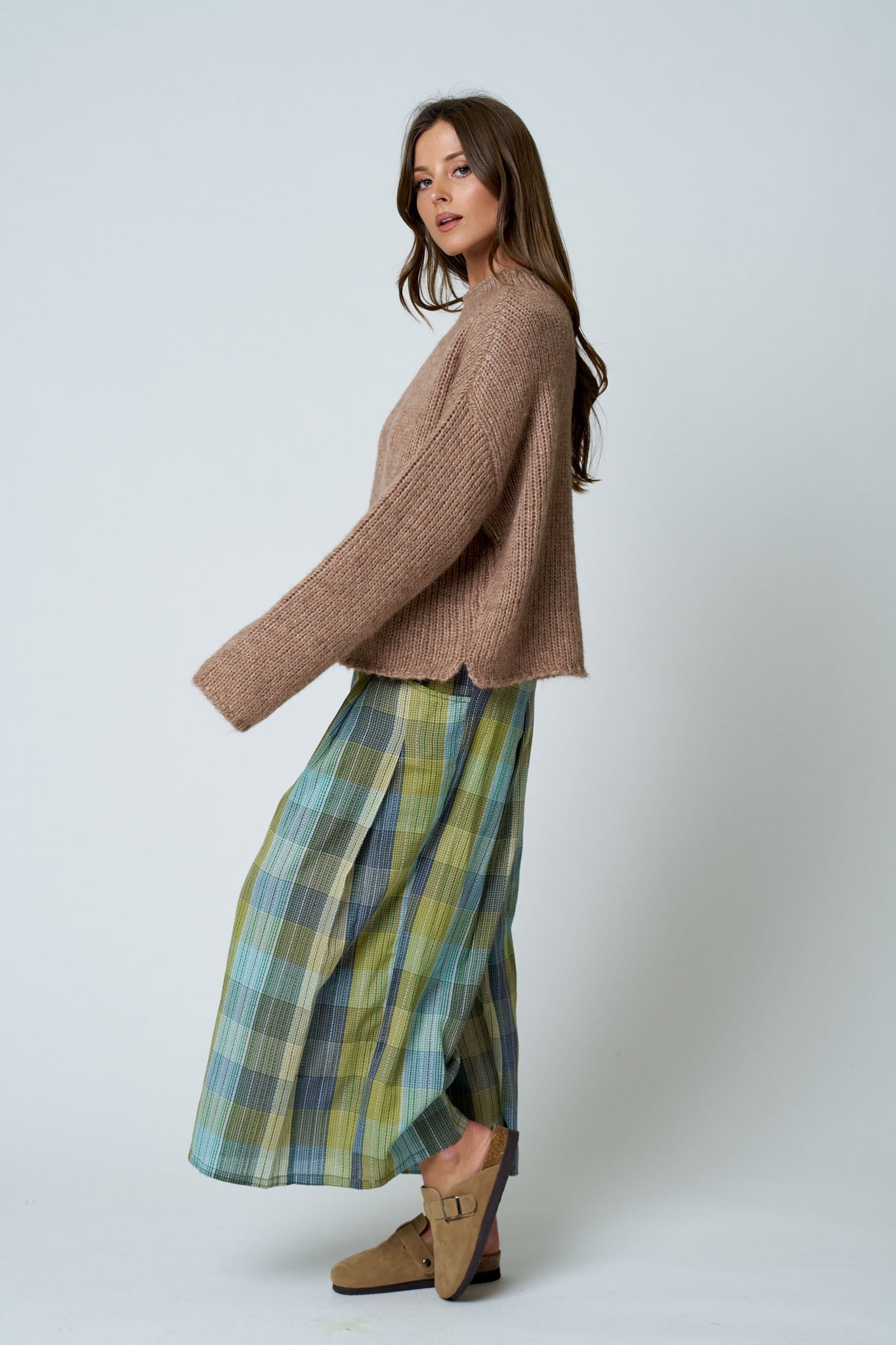 Mock Neck Boxy Oversized Sweater (Mocha)