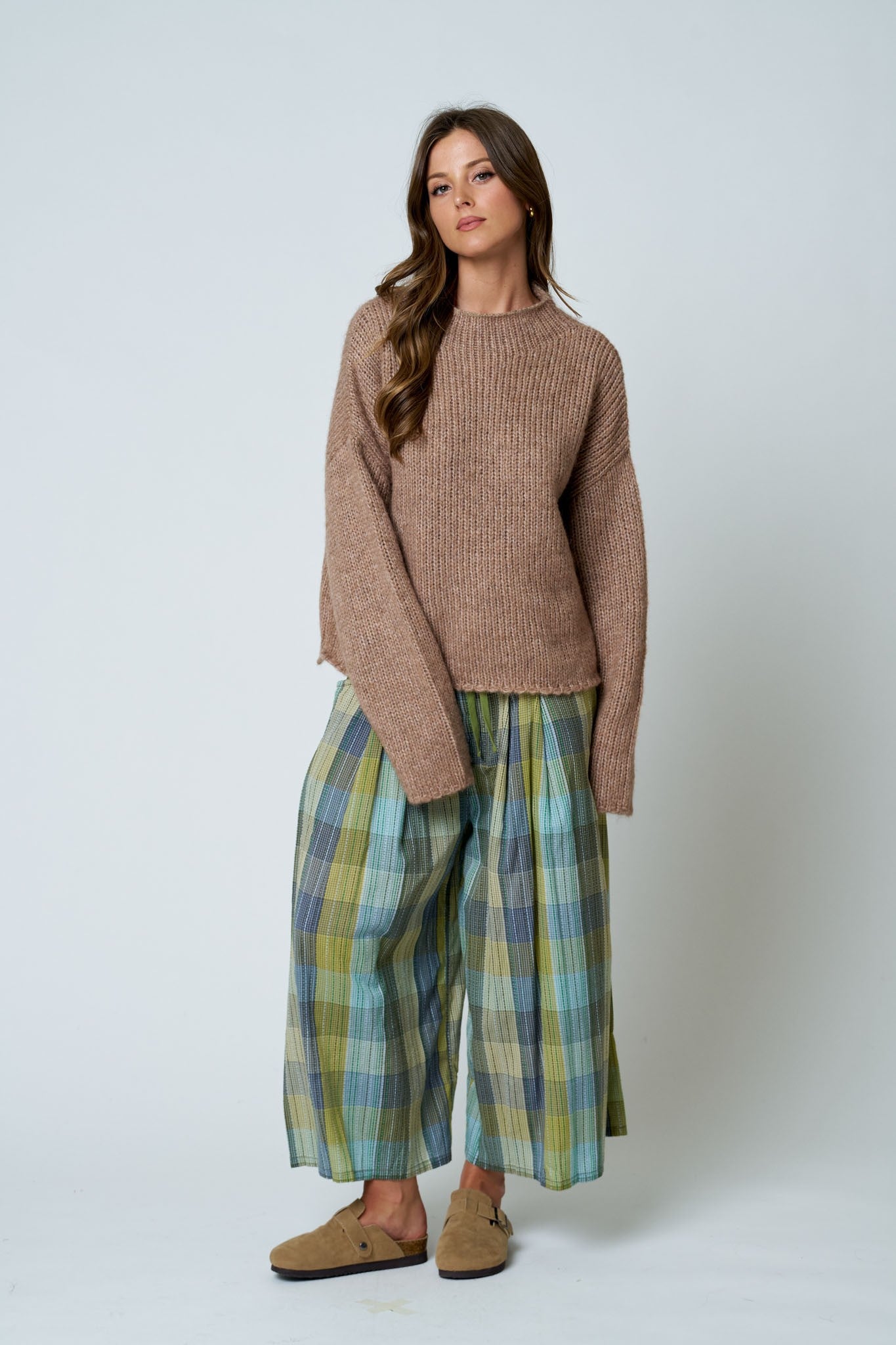 Mock Neck Boxy Oversized Sweater (Mocha)