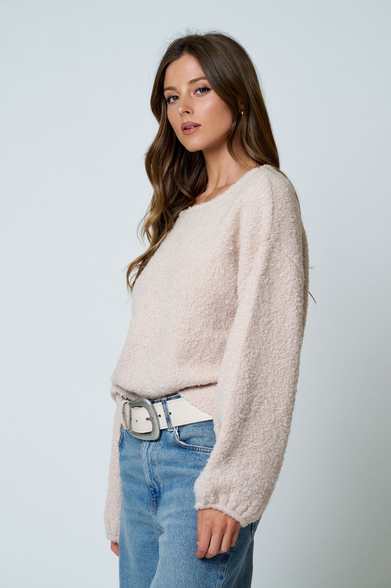 Long Sleeve Fuzzy Knit Pullover Sweater