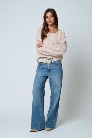 Long Sleeve Fuzzy Knit Pullover Sweater
