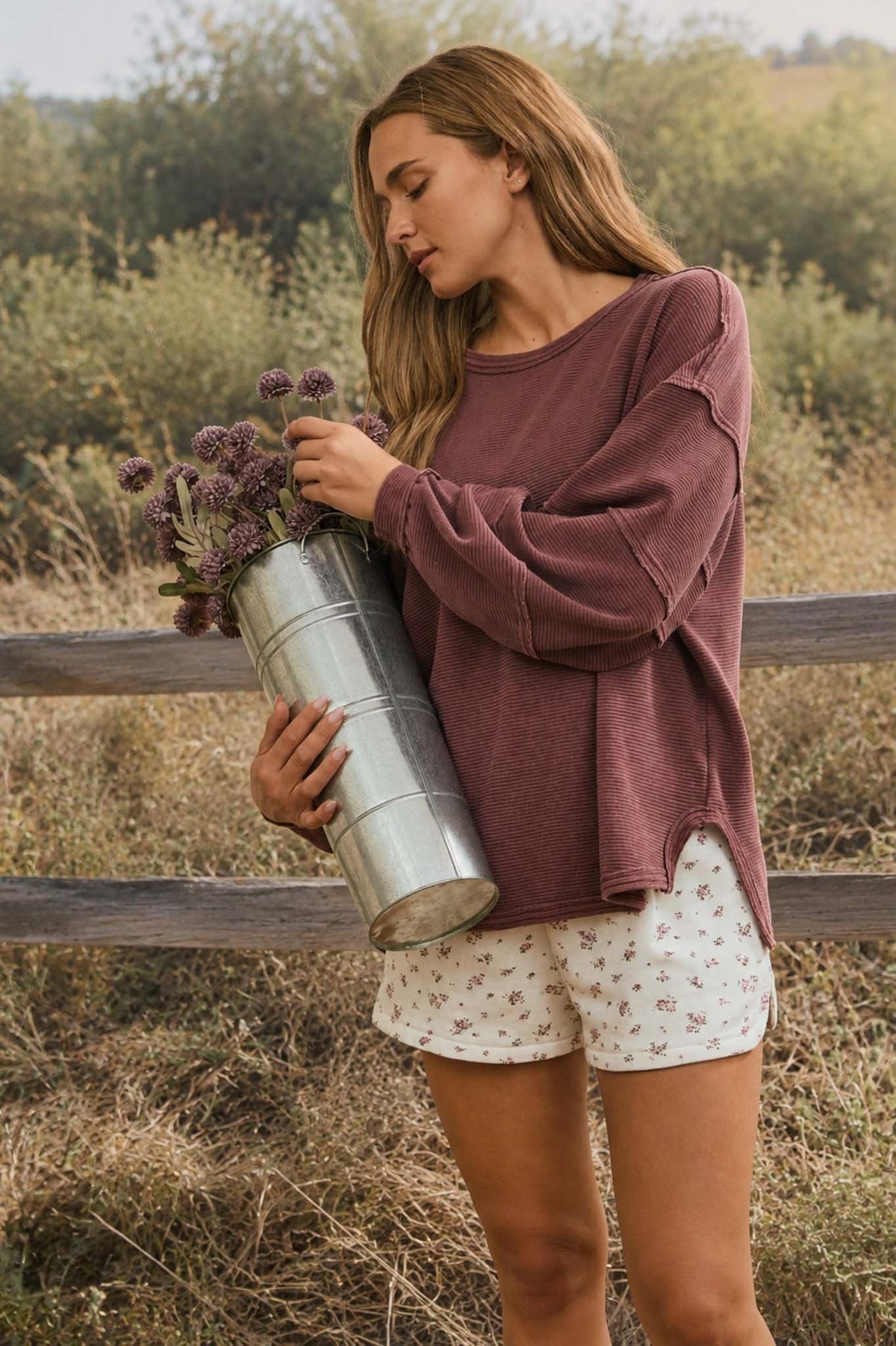 Exposed Seam Long Sleeve Top