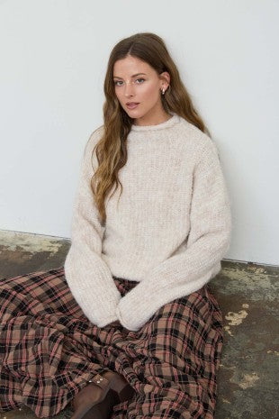Fuzzy Knit Mock Neck Pullover Sweater