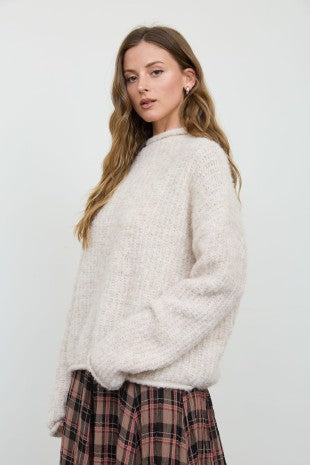 Fuzzy Knit Mock Neck Pullover Sweater