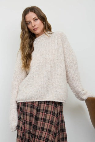 Fuzzy Knit Mock Neck Pullover Sweater