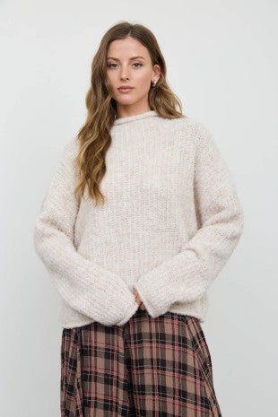 Fuzzy Knit Mock Neck Pullover Sweater