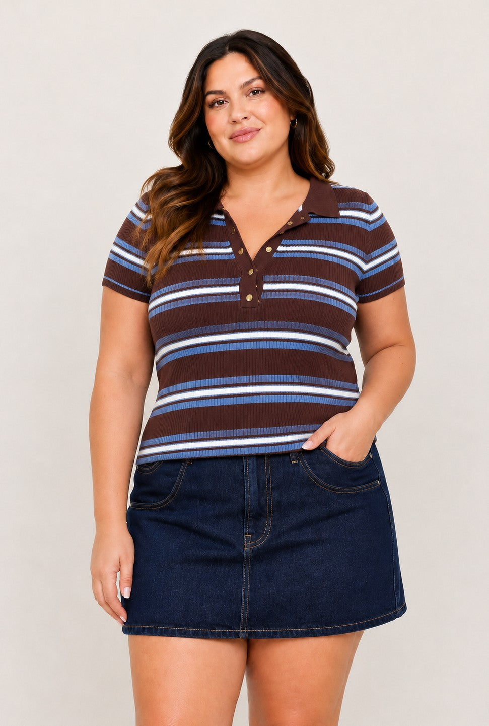 Multi-Color Stripe Ribbed Polo (XL - XXXL)