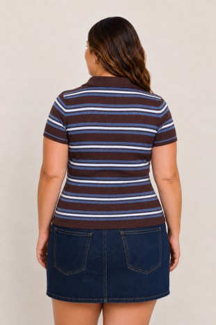 Multi-Color Stripe Ribbed Polo (XL - XXXL)