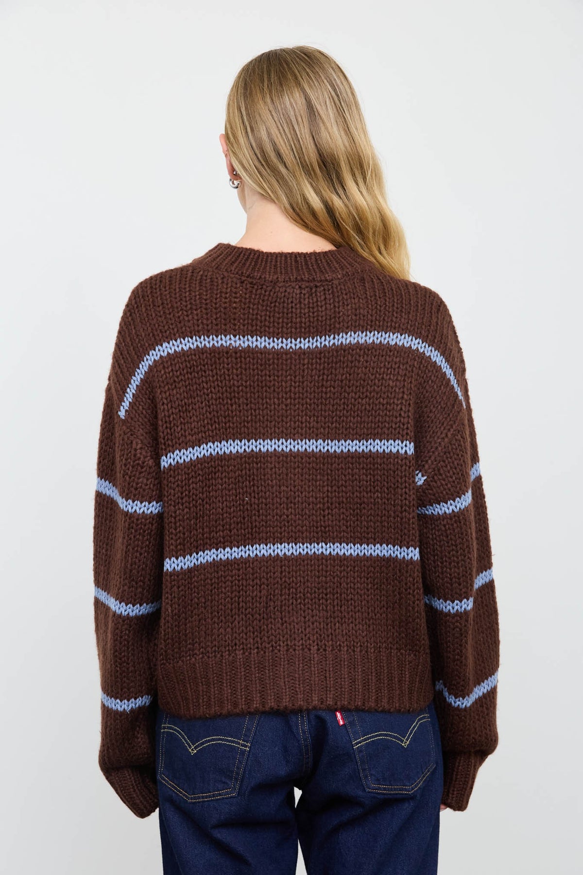 Stripe Jacquard Button Down Knit Cardigan