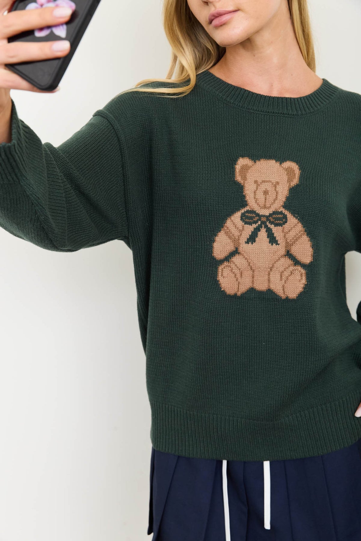 Long Sleeve Teddy Bear Pullover Sweater (Small - Large)