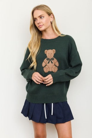 Long Sleeve Teddy Bear Pullover Sweater (Small - Large)