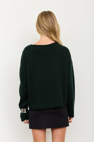 Center Seam Rolled Neck Long Sleeve Sweater (S - L)