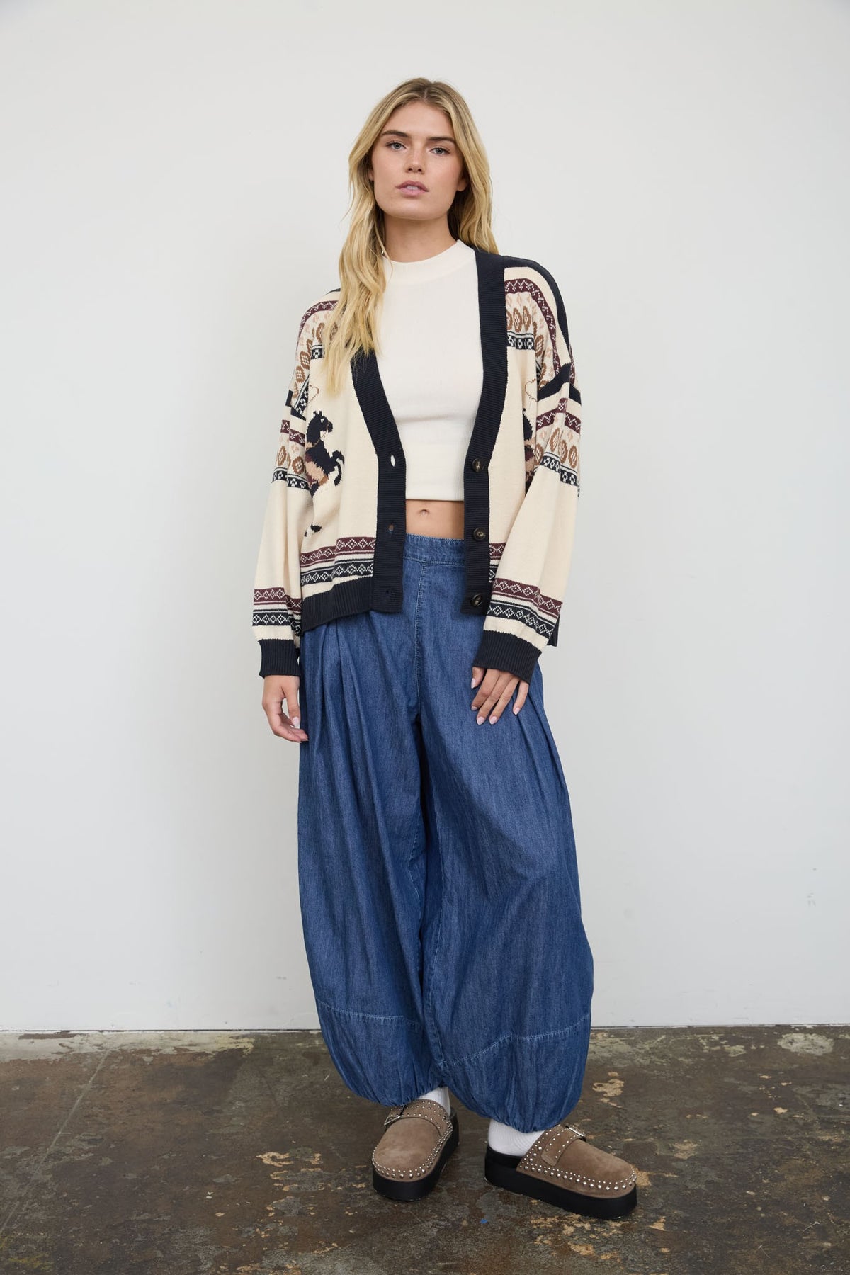 Rodeo Jacquard Button Front Cardigan