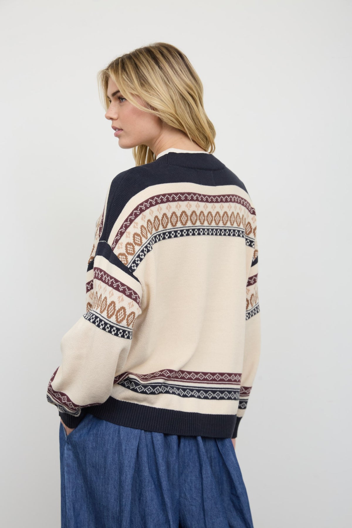 Rodeo Jacquard Button Front Cardigan