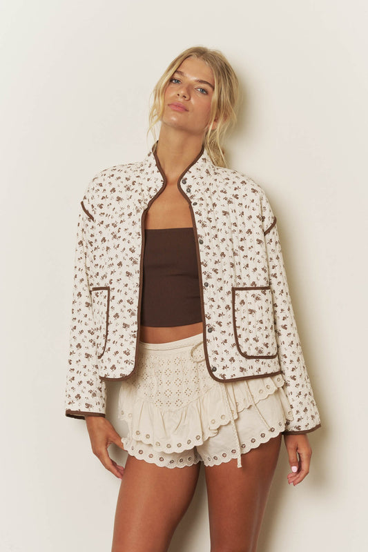 Floral Print Quilted Jacket