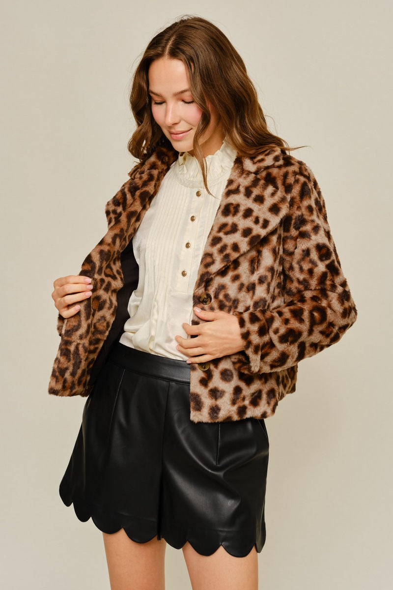Faux Fur Leopard Print Jacket