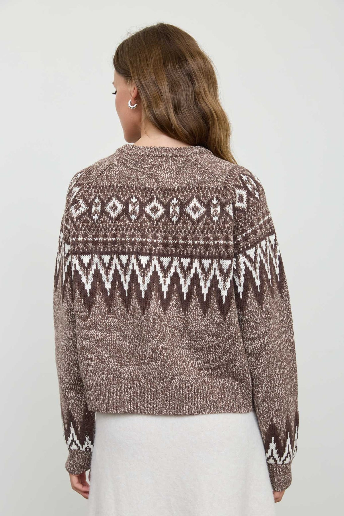 Marled Fair Isle Button Down Knit Cardigan