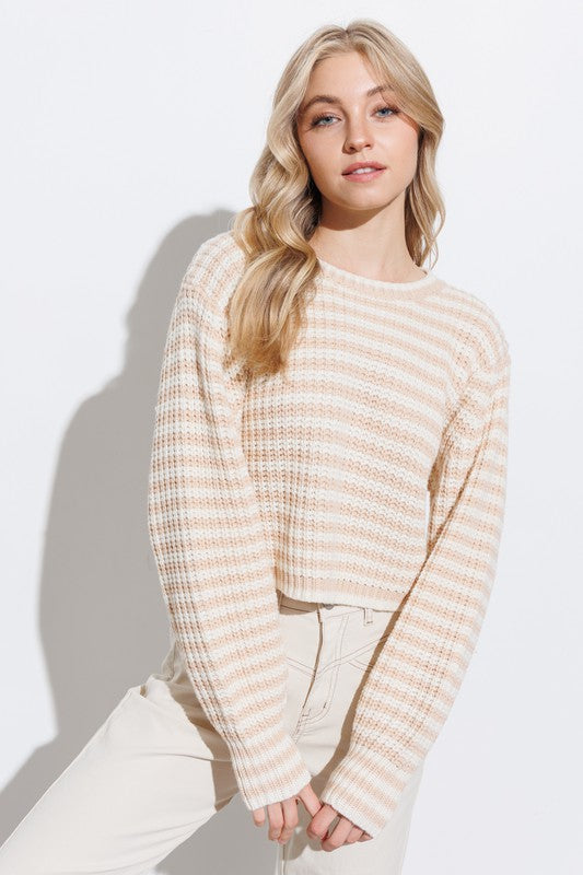 Peach Stripe Knit Pullover