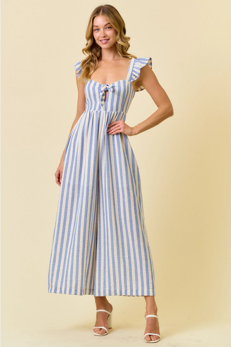 Wide Leg Stripe Culotte Jumpsuit