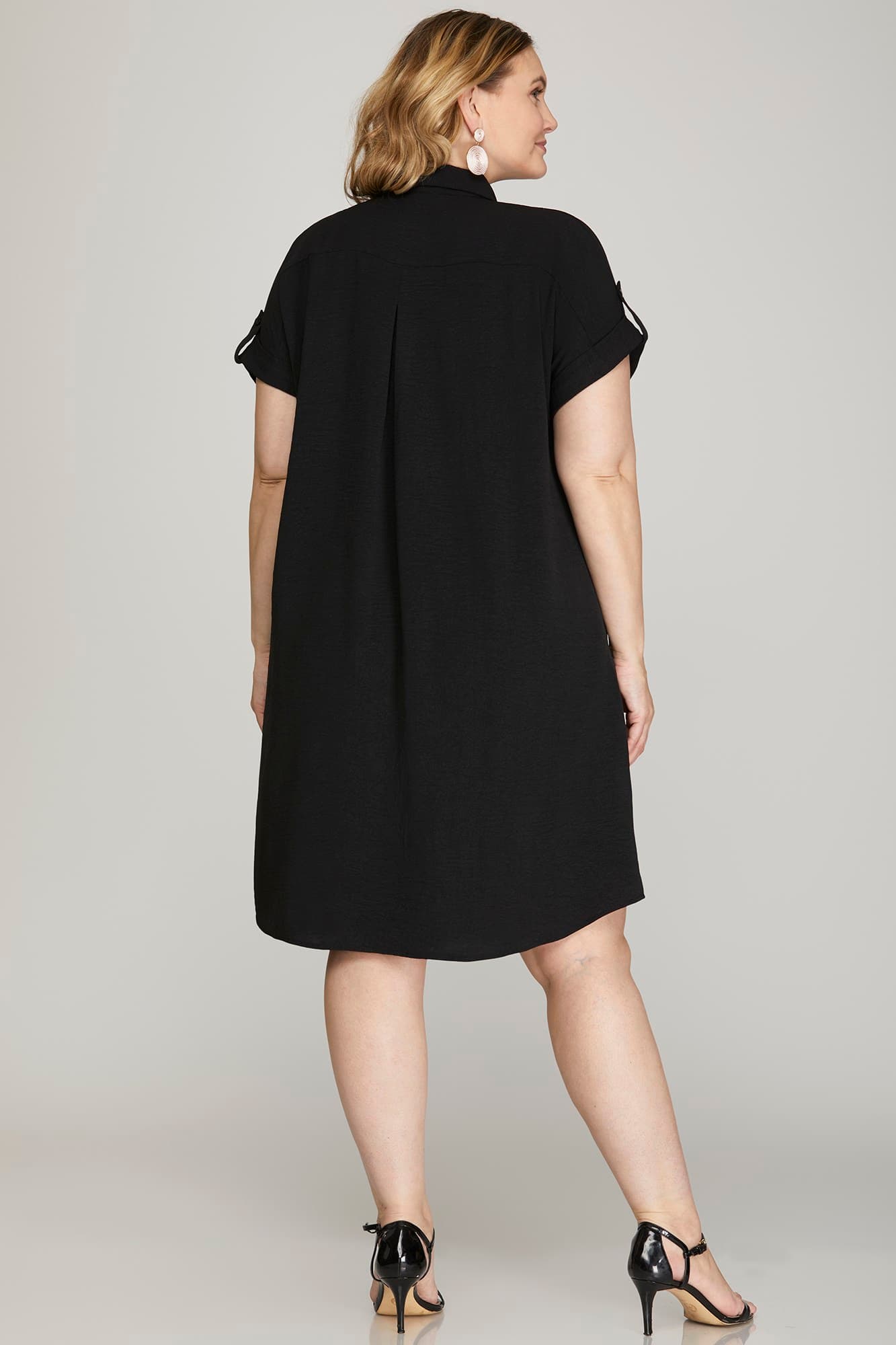 Drop Shoulder Button Up Shirt Dress