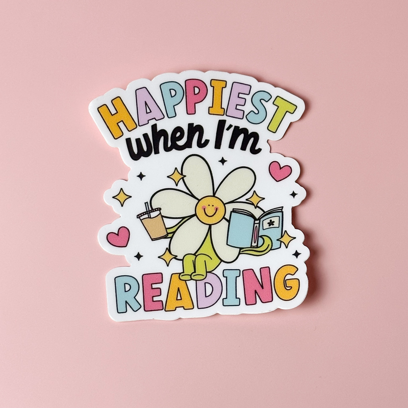 eleven. || "Happiest When I'm Reading" Vinyl Sticker