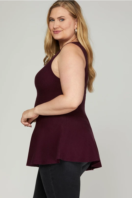 Sleeveless Peplum Sweater (XL - 2XL)