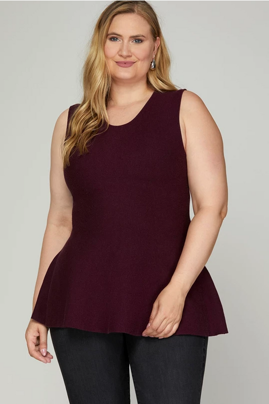 Sleeveless Peplum Sweater (XL - 2XL)
