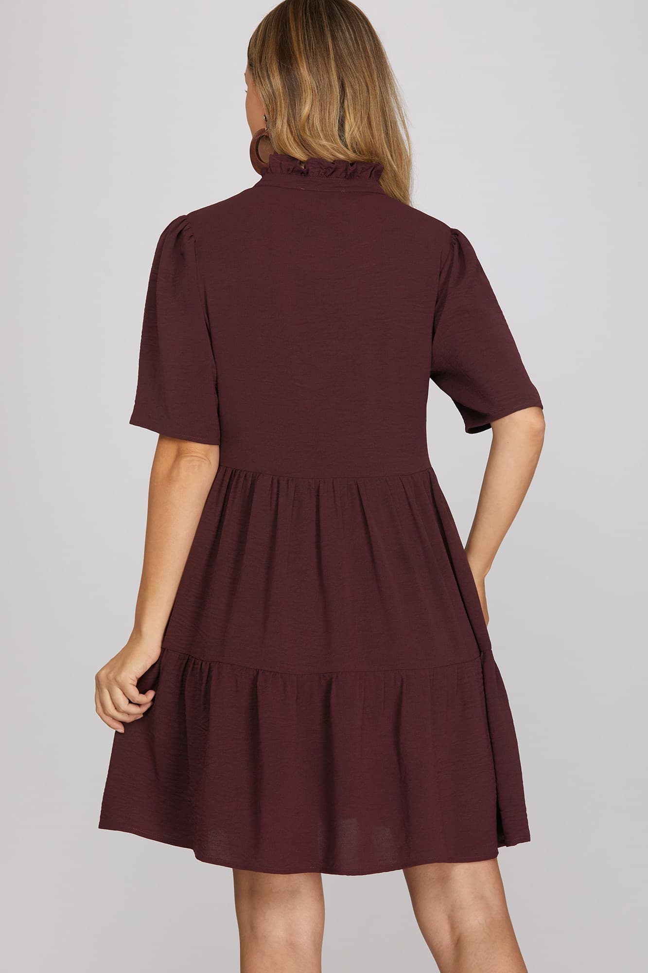 Short Sleeve Woven Embroidered Dress w/ Pockets