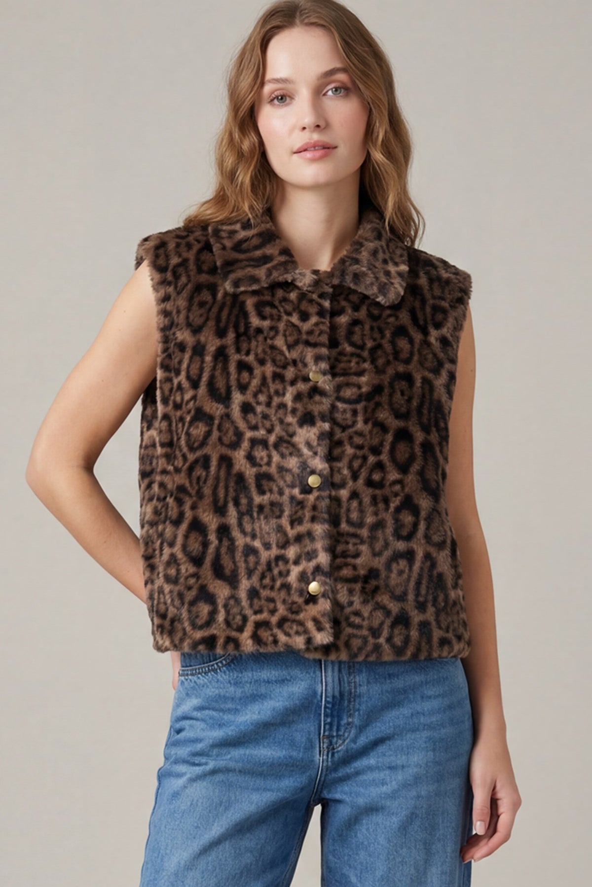 Leopard Faux Fur Vest