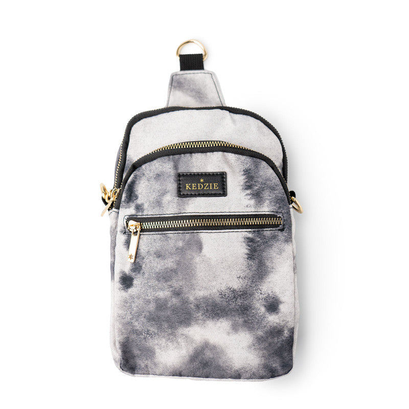 Roundtrip Convertible Sling & Crossbody Bag || Black & White Tie Dye