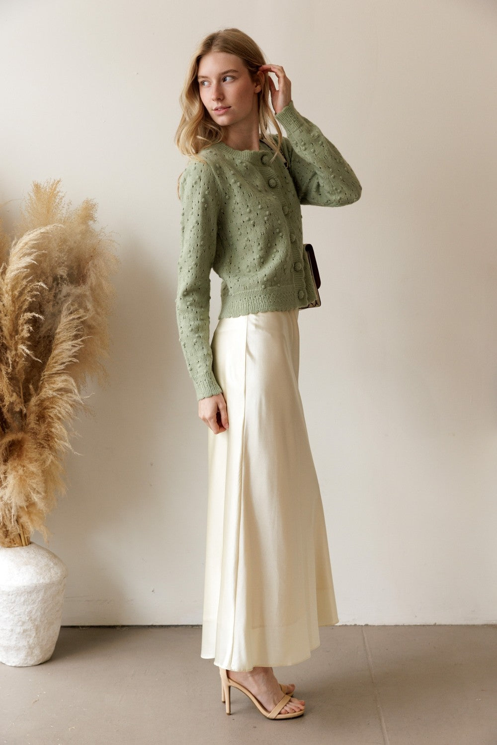 Pointelle Bobble Knit Cardigan