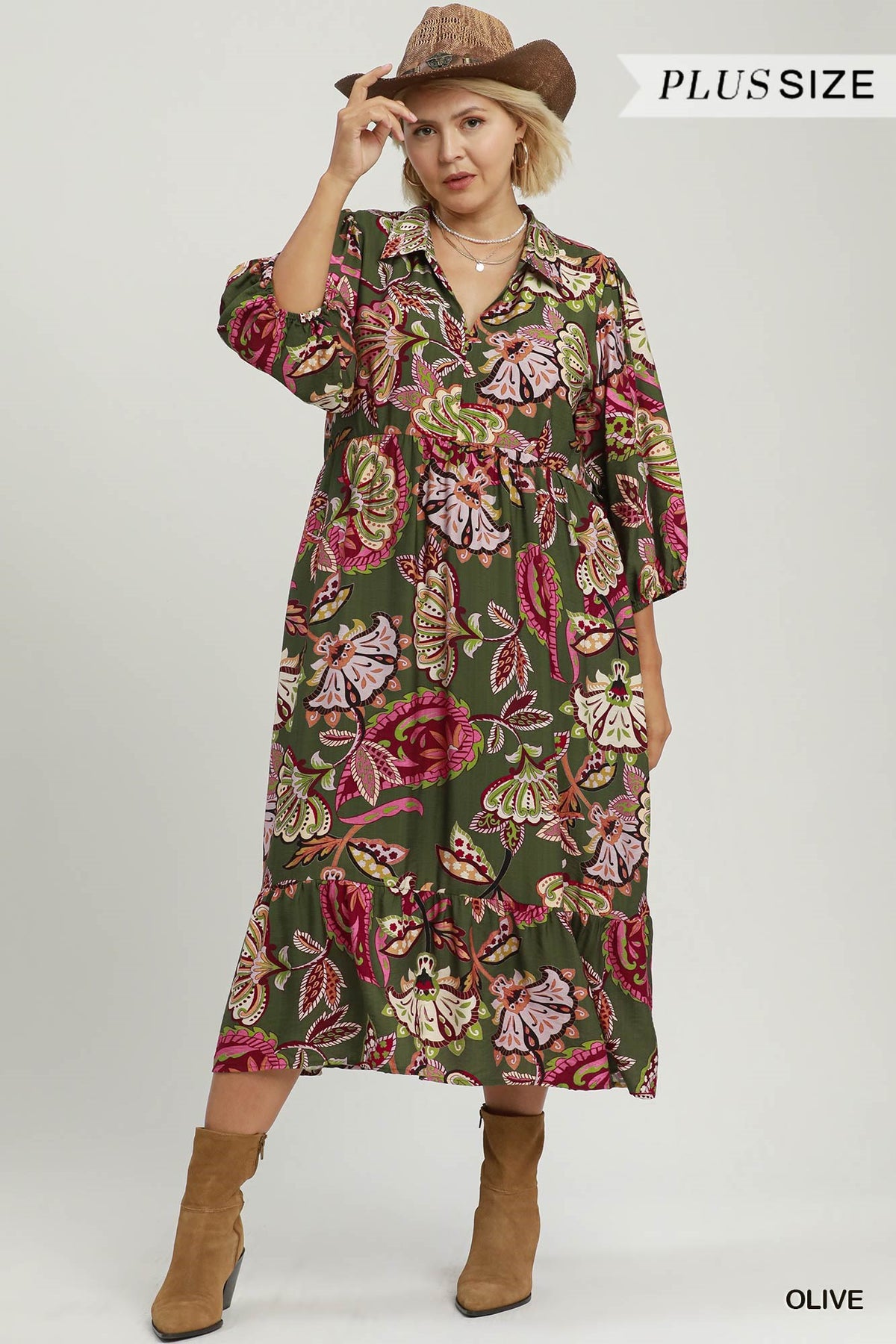Boho Paisley Tiered Midi Dress (XL - 2X)