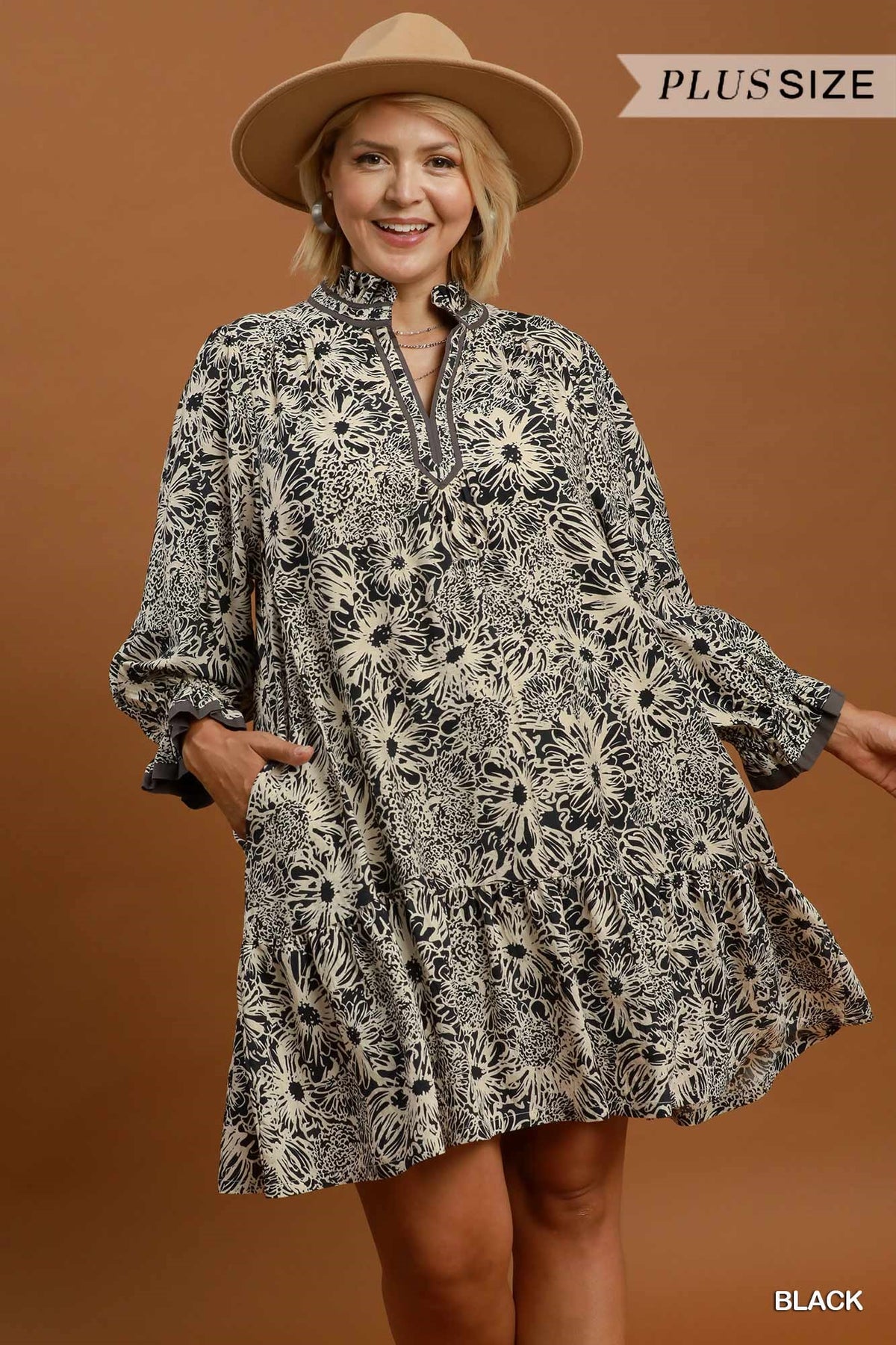 Floral Print Tiered Dress (XL - 2X)