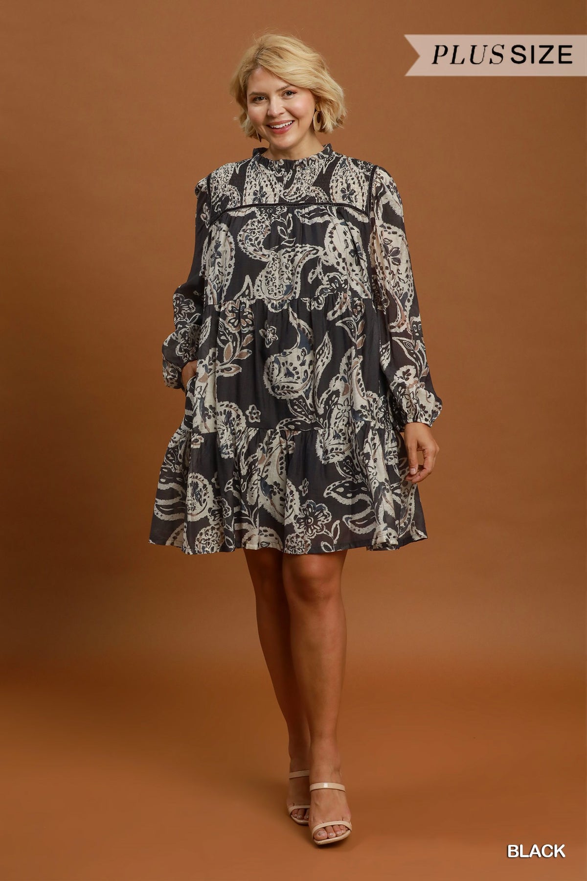 Paisley Tiered Mini Dress (XL - 2X)