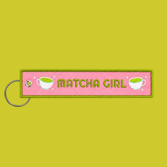 *Canadian Brand* | "Matcha Girl" Embroidered Key Chain