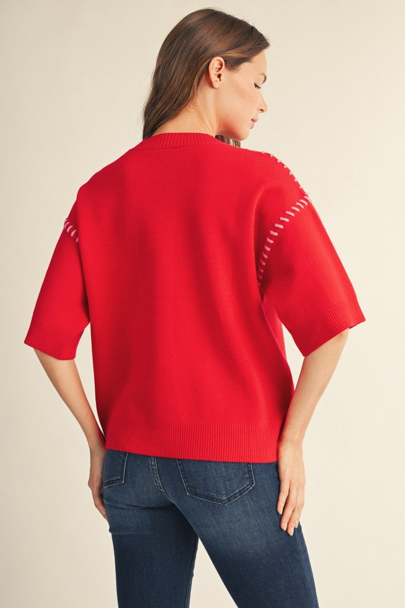 Shoulder Stitch Accent Sweater
