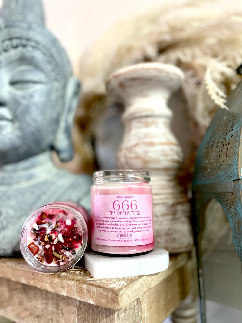 Angel Number Candle - 666: rose water + rose petals