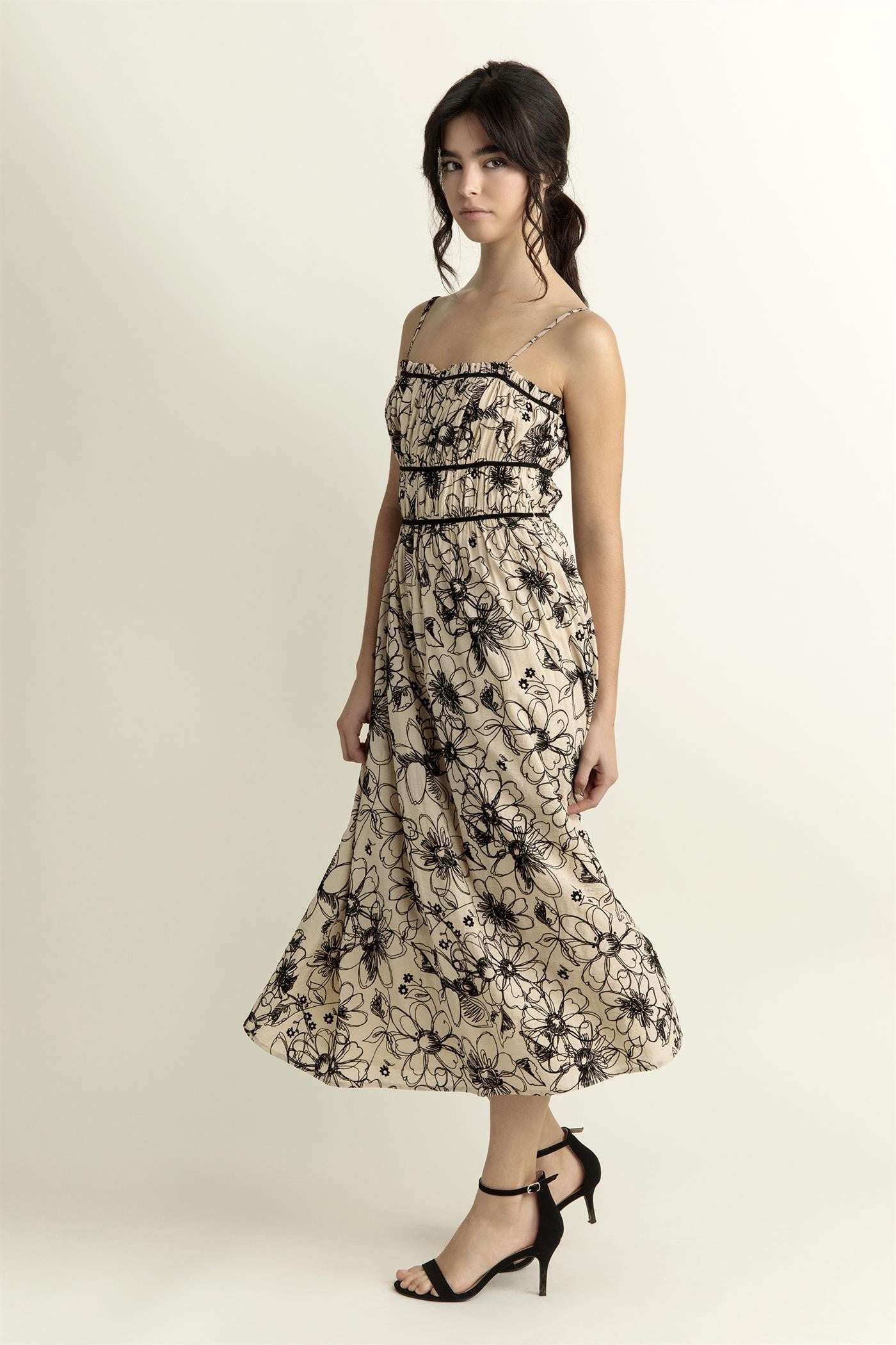 Floral Embroidered Midi Dress