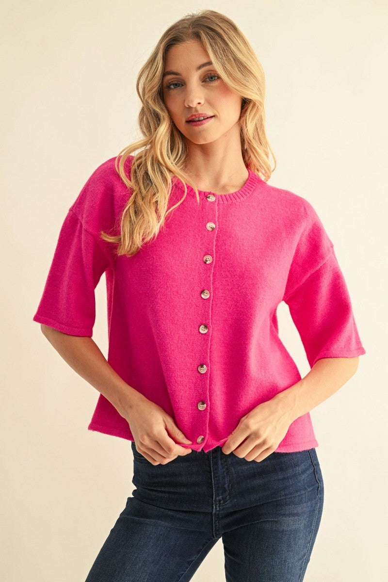 Short Sleeve Button Down Cardigan