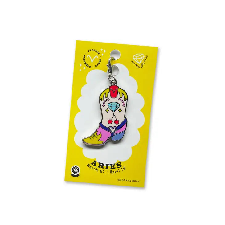 Zodiac Boots Enamel Charm || Aries