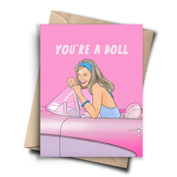 "You're A Doll" Barbie Friendship/Thank You Card