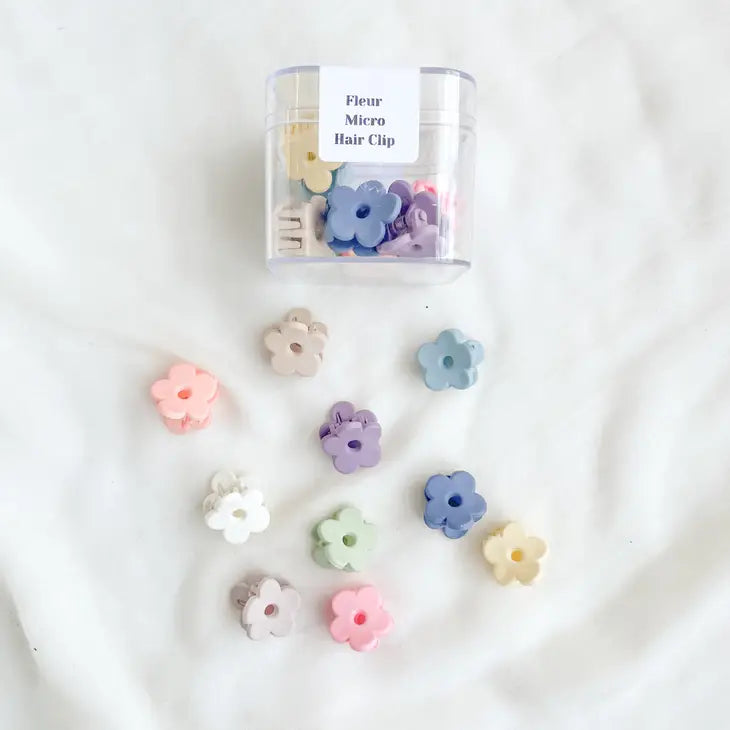 Fleur Micro Hair Clips || Box of 10 Matte Flower Clips