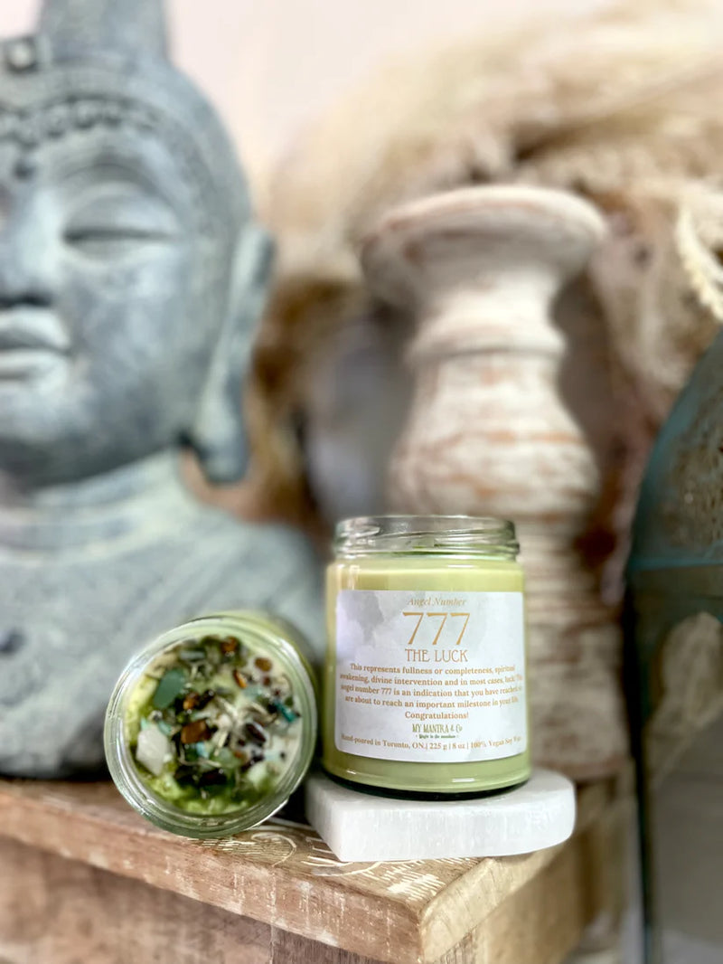 Angel Number Candle - 777: pine + firewood + balsam tree + mint leaves