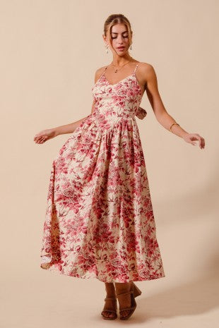 Floral Print Bow Back Maxi Dress