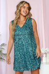 Sleeveless Sequin Dress (Aqua)