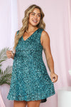 Sleeveless Sequin Dress (Aqua)