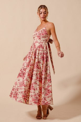 Floral Print Bow Back Maxi Dress