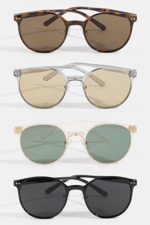 Retro Round Acetate Frame Sunglasses (4 Colors)