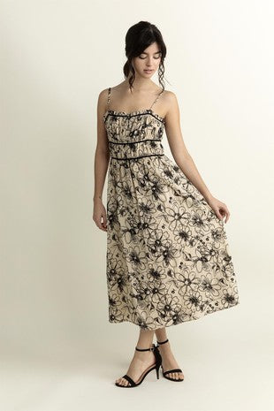 Floral Embroidered Midi Dress