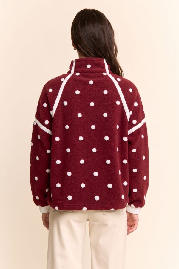 Polka Dot Half Zip Fleece Pullover
